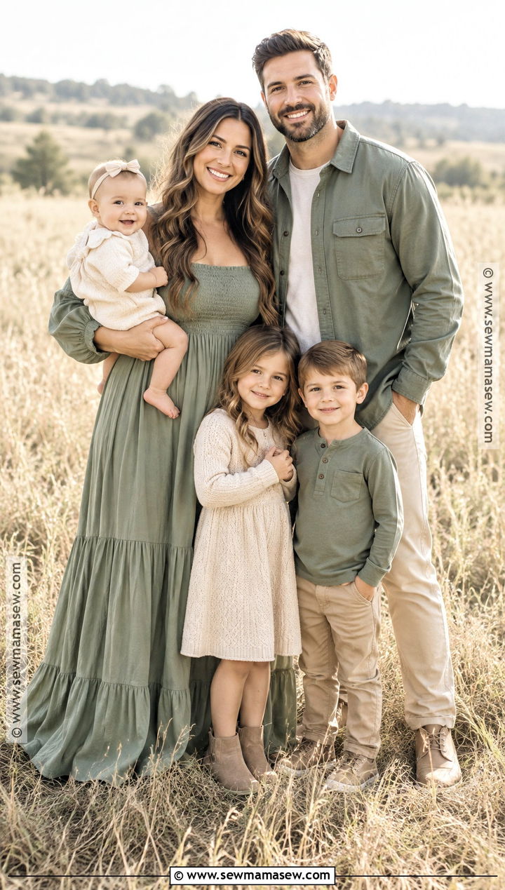Sage Green and Beige Family Photo Outfits - 15 fall green family pictures outfits