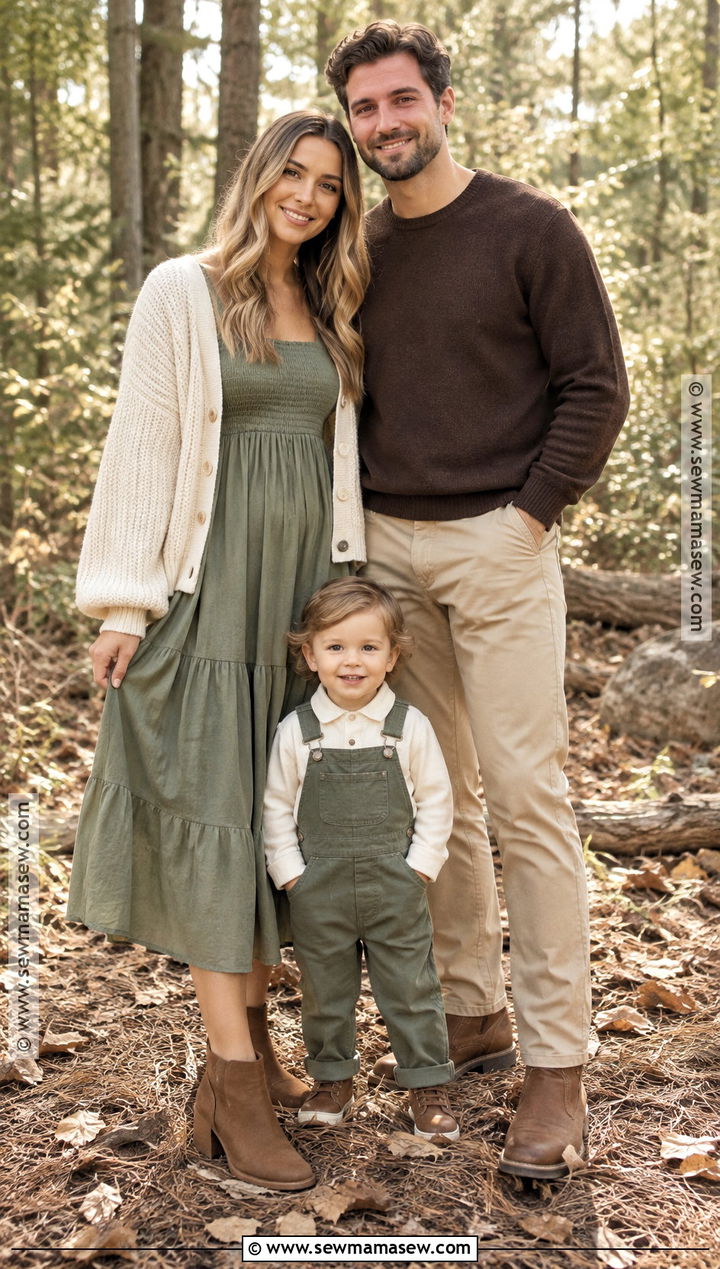 Sage Green and Brown Family of 3 Fall Photo Outfit - 20 family of 3 fall photo outfits