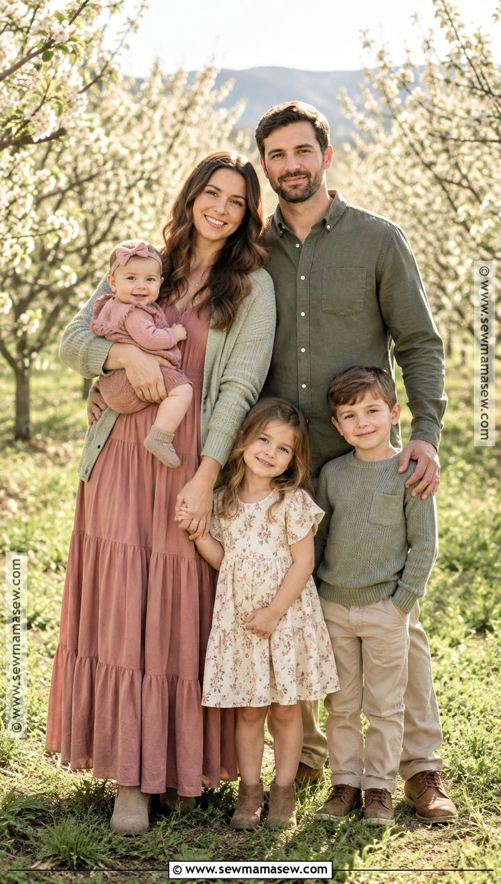 Sage Green and Dusty Rose Family Photo Outfit - 15 family photo outfits fall green