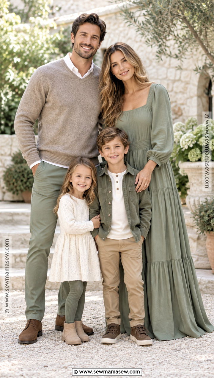 Sage Green and Ivory Family Photo Outfits - 15 fall photoshoot outfits family of 4