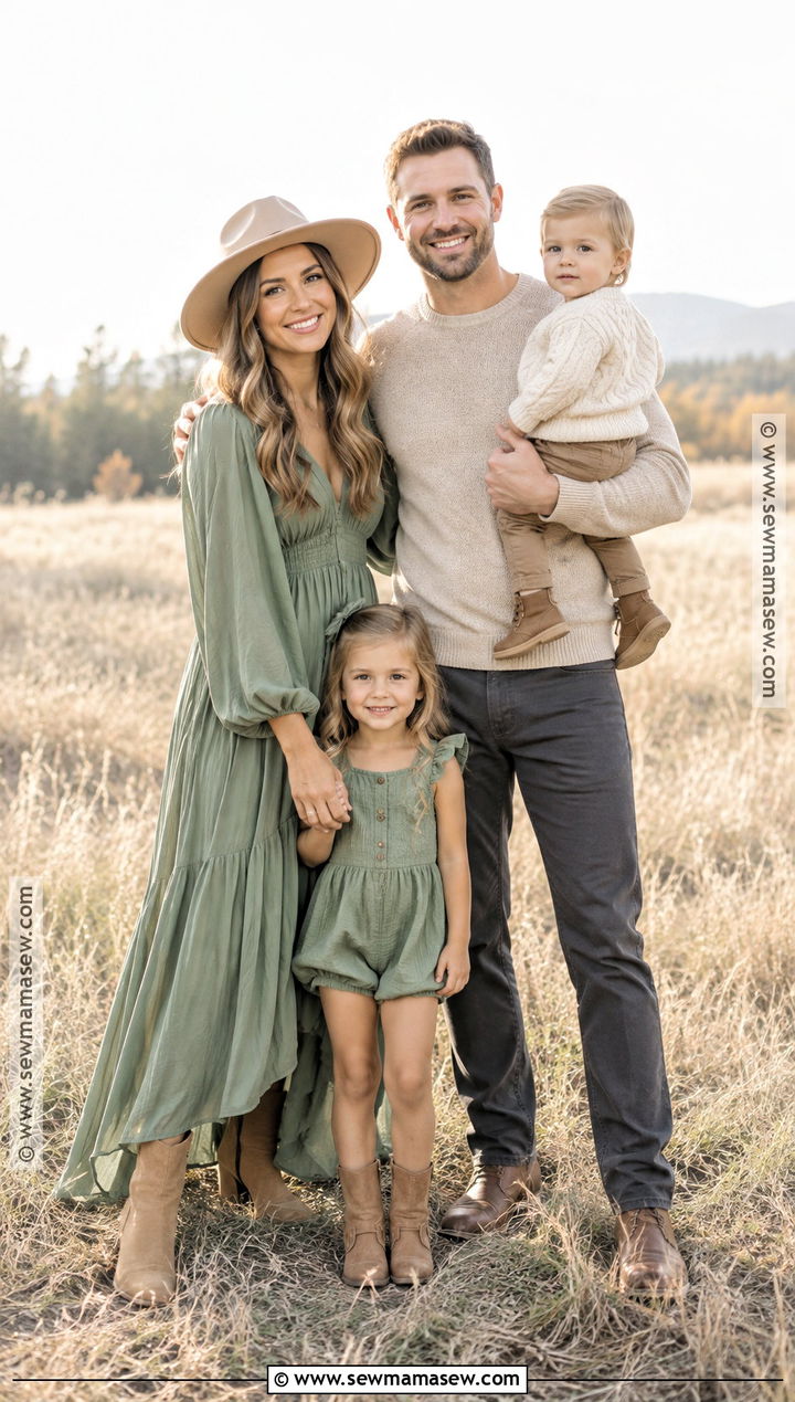 Sage Green and Tan Fall Family Photo Outfits - 15 Fall 2026 Family Photo Outfits