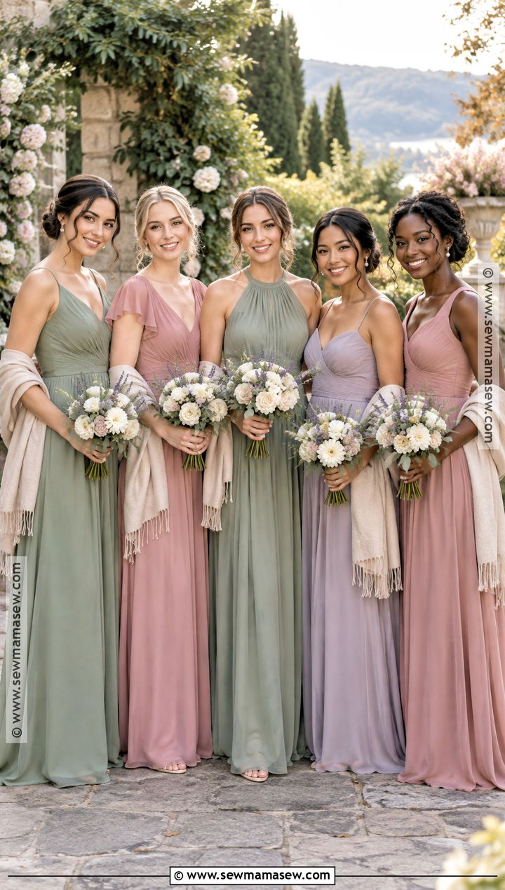 Sage Lavender and Dusty Rose Bridesmaid Dresses - 15 Multiple Color Bridesmaid Dresses Fall