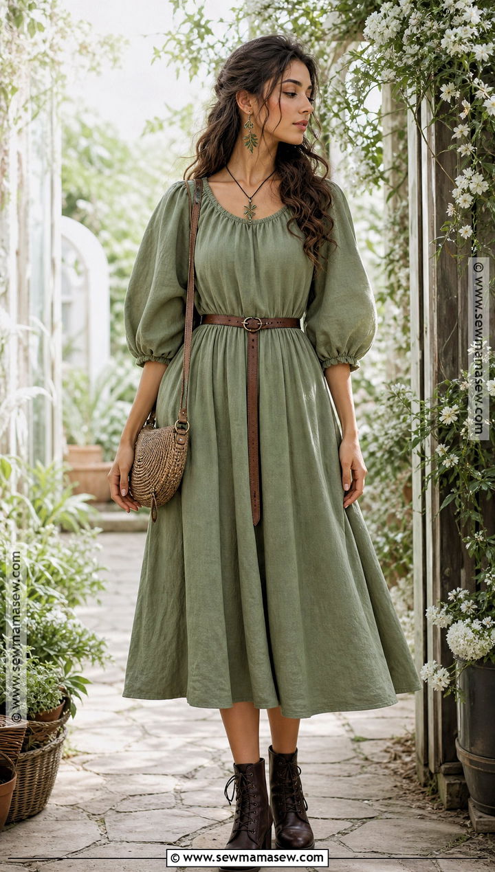Sage Linen Dress Green Witch Outfit - 30 green witch outfit ideas