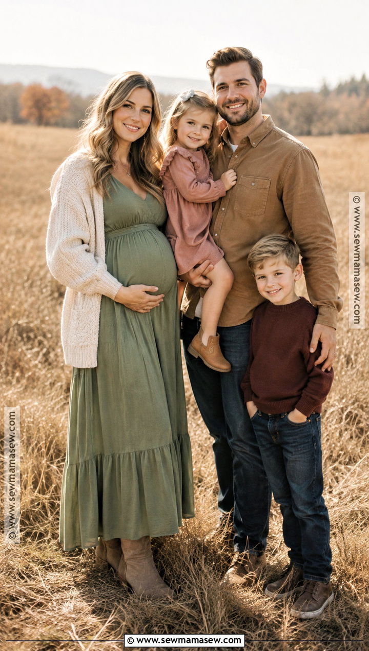Sage Maternity Dress Fall Family Outfit - 15 fall family pictures outfits pregnant