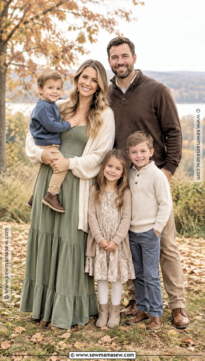 Sage Maxi Dress Fall Family Photo Outfit - 15 mom family photo outfit fall ideas