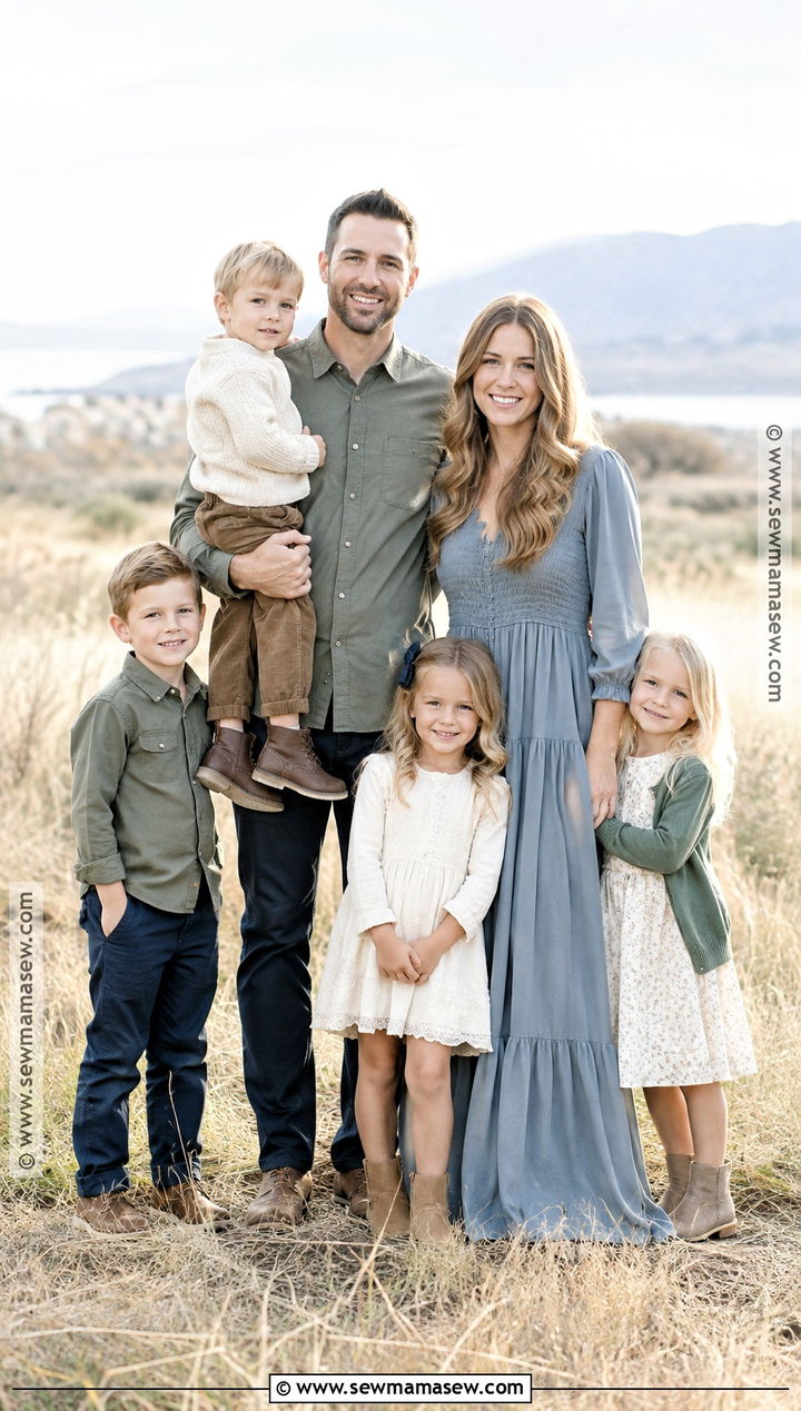 Sage and Dusty Blue Large Family Fall Picture Outfits - 15 large family picture outfits for fall