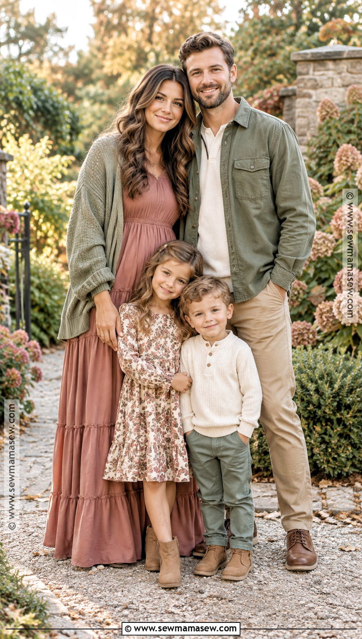 Sage and Dusty Rose Fall Family Picture Outfits - 15 fall theme family picture outfits