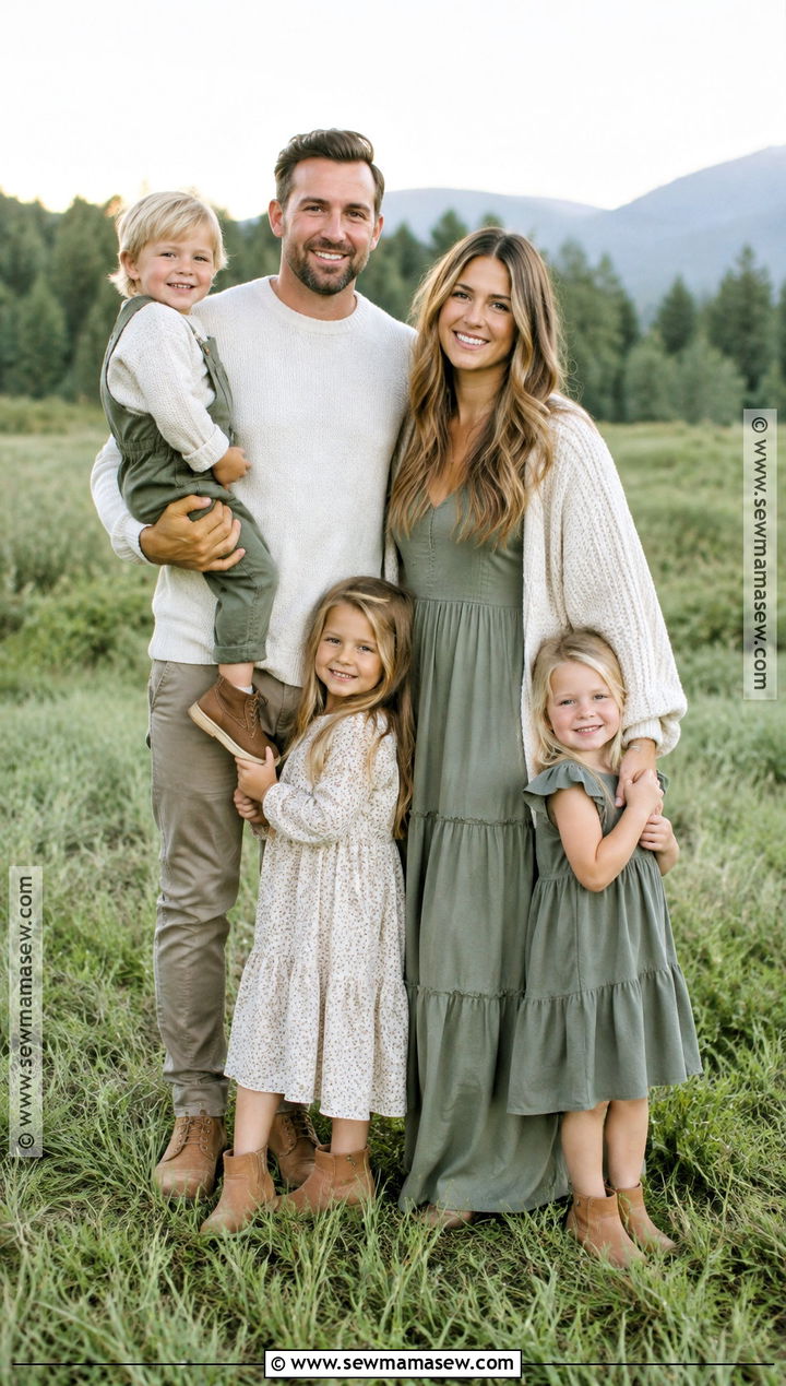 Sage and Ivory Outfits for Fall Family Pictures - 15 fall outfit ideas family pictures