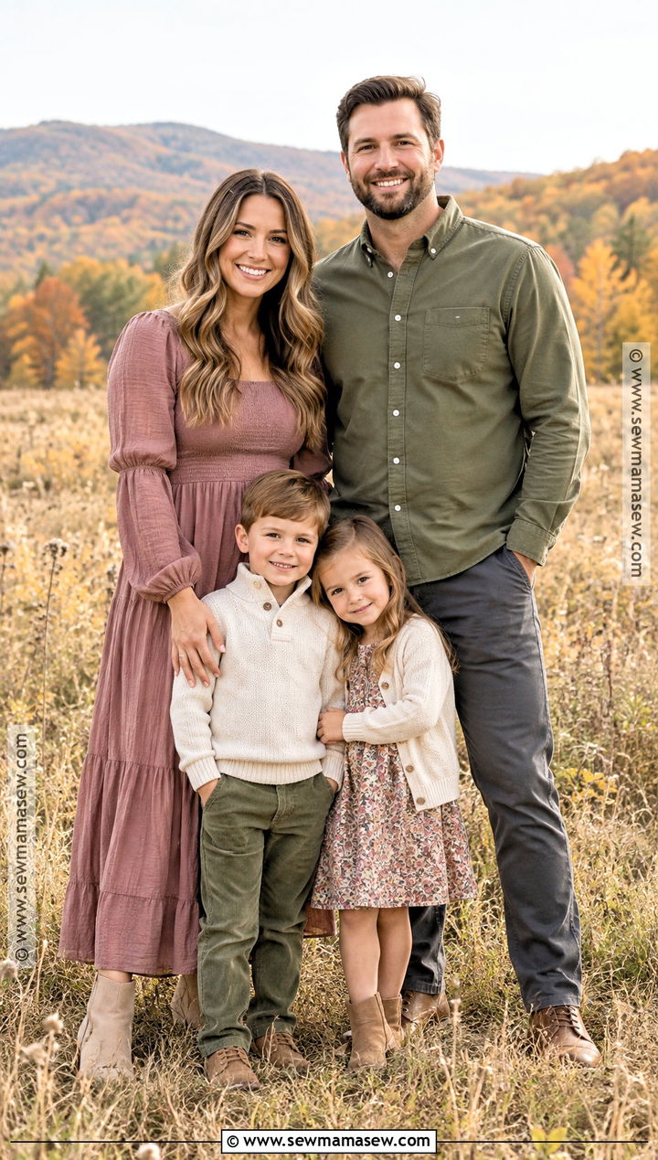 Sage and Mauve Fall Family Photo Outfit - 15 fall family of 4 pictures outfits