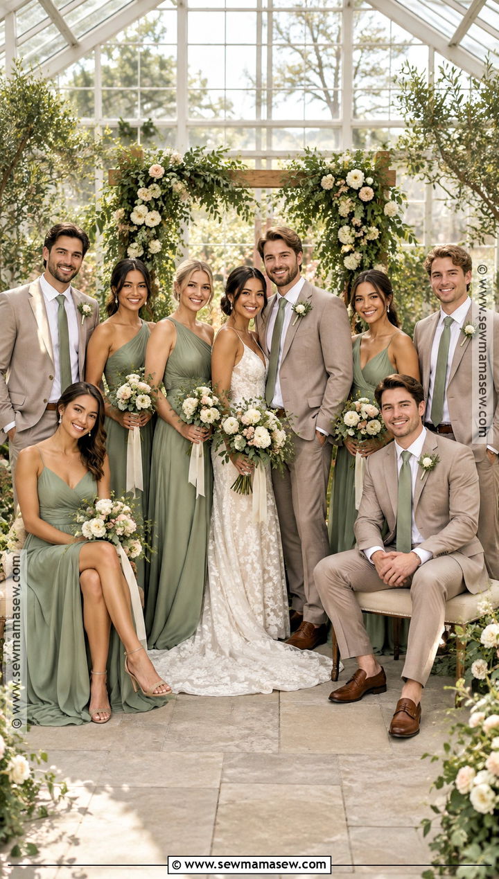 Sage and Taupe Wedding Party Attire - 15 wedding party attire color schemes fall ideas