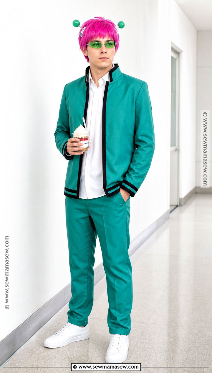 Saiki Kusuo Costume With Green Uniform - 35 pink hair halloween costume ideas