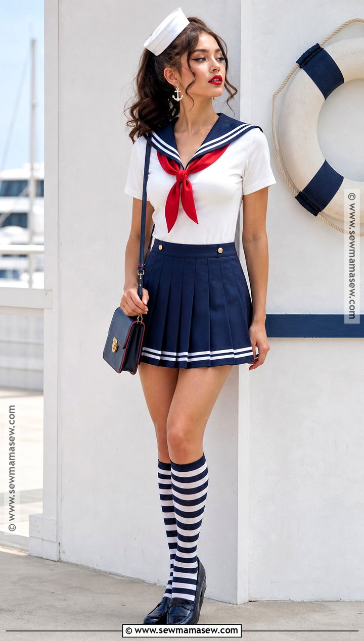 Sailor Costume With Navy Skirt - 30 cute college halloween costumes