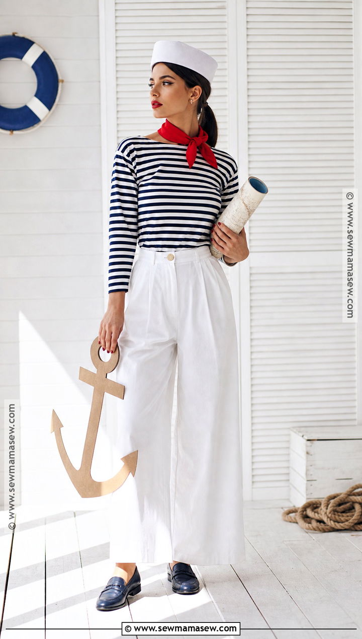 Sailor Costume With Striped Top - 35 quick easy halloween costumes for women