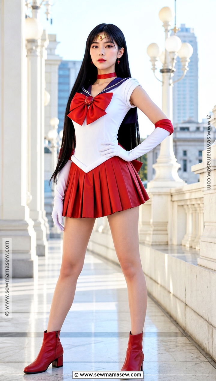 Sailor Mars Costume With Red Skirt - 30 long black hair halloween costumes