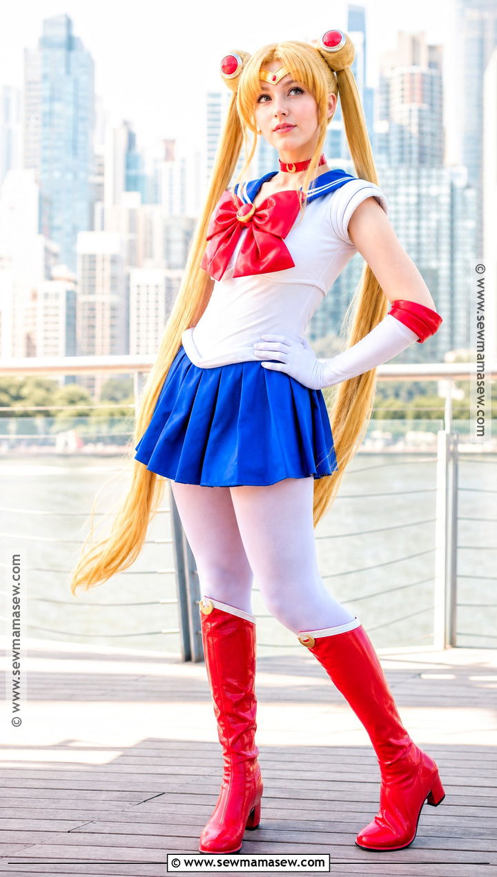 Sailor Moon Costume With Blue Skirt And Red Boots - 30 Superwomen Costume Ideas