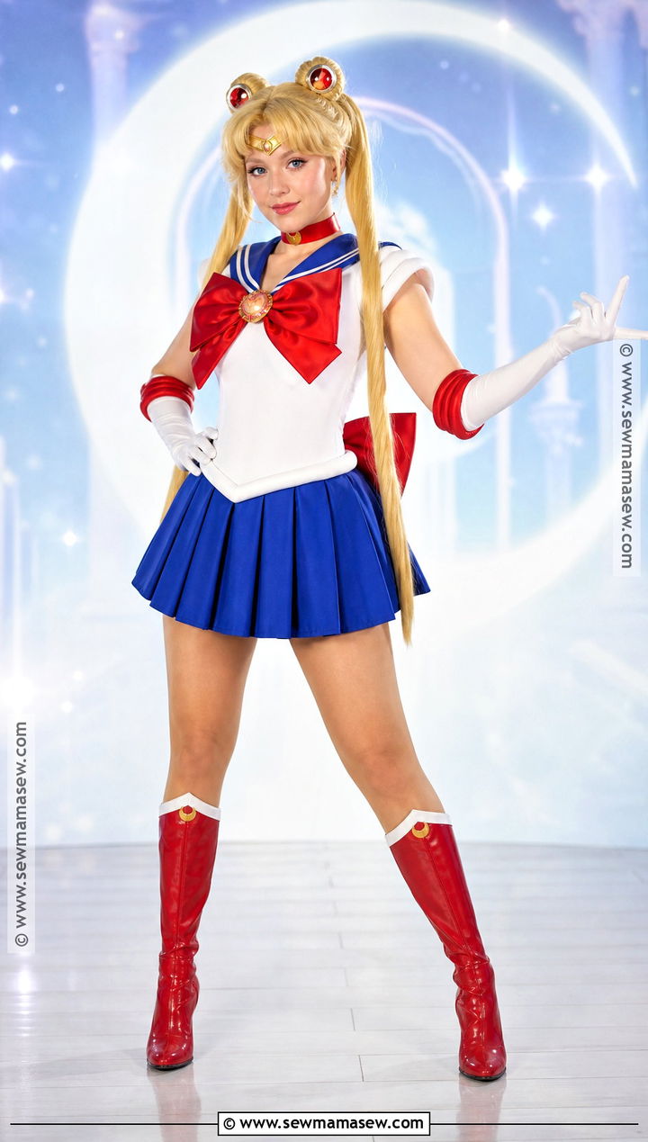 Sailor Moon Costume With Blue Skirt And Red Boots - 30 Female Superhero Costumes