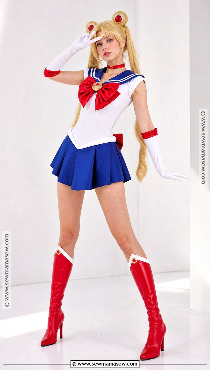 Sailor Moon Costume With Blue Skirt And Red Bow - 30 easy anime costumes