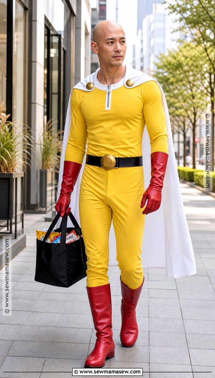 Saitama Cosplay With Yellow Jumpsuit - 30 Easy Anime Cosplay Ideas for Men
