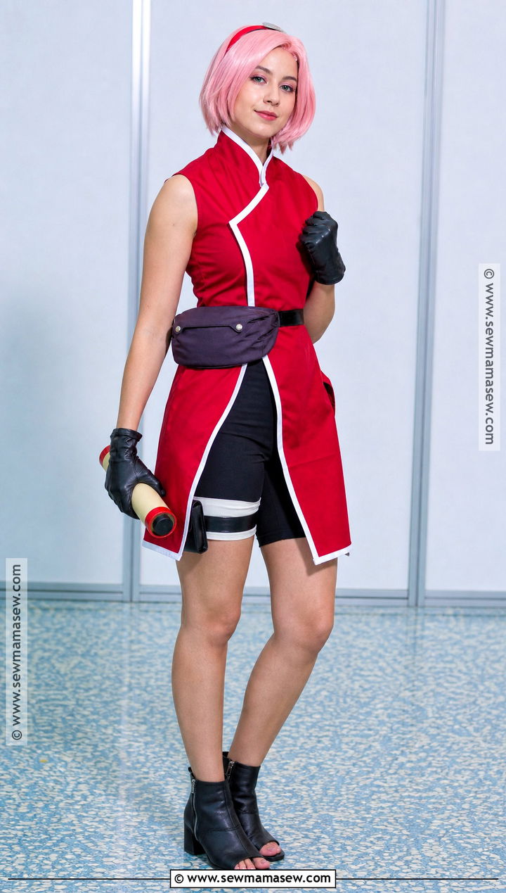Sakura Haruno Cosplay With Red Dress - 35 Easy Cosplay Ideas Women Anime