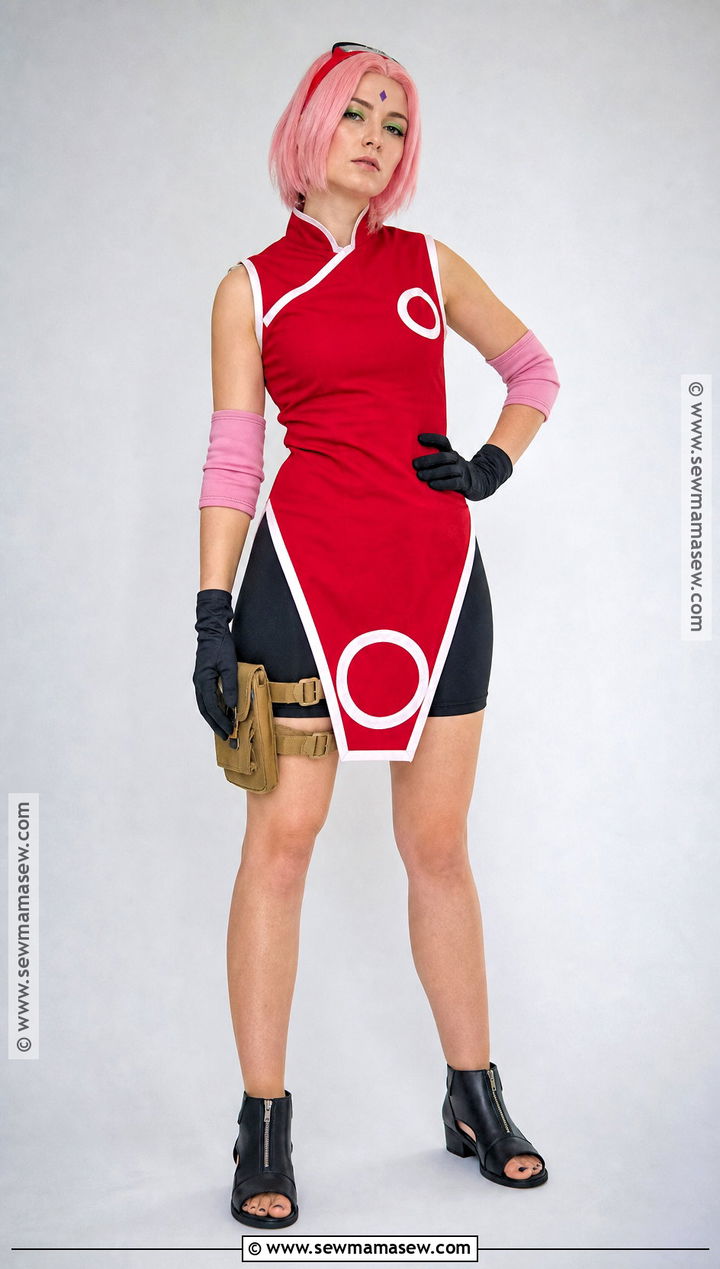 Sakura Haruno Cosplay With Red Tunic - 40 anime cosplay outfits