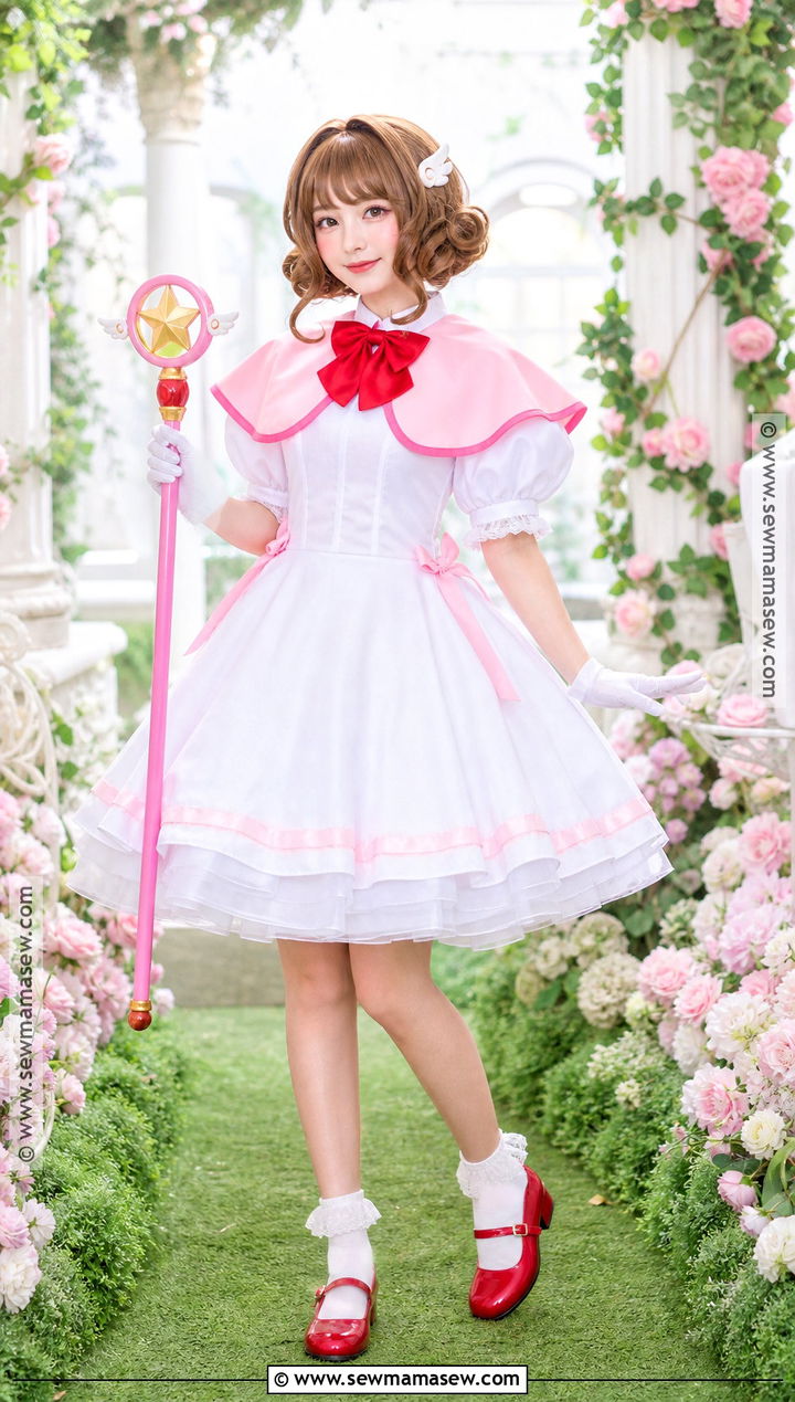 Sakura Kinomoto Costume With Pink Cape - 30 short brown hair costume ideas