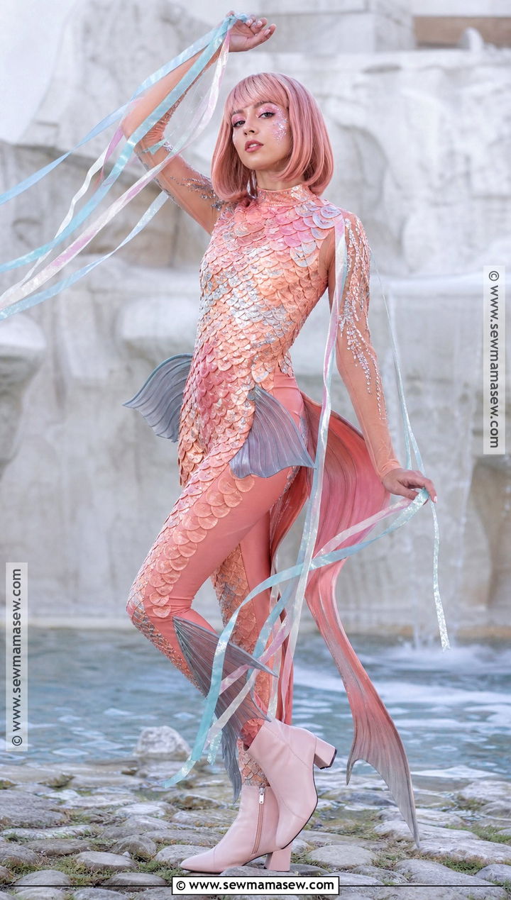 Salmon Costume With Pink Metallic Outfit - 30 Fish Costume Ideas for Women