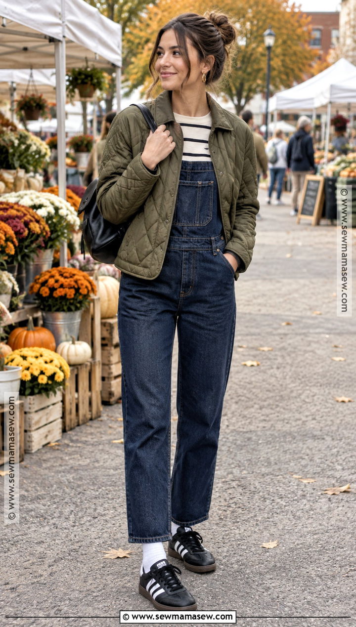 Sambas With Overalls And Striped Shirt - 20 Fall Outfits With Sambas