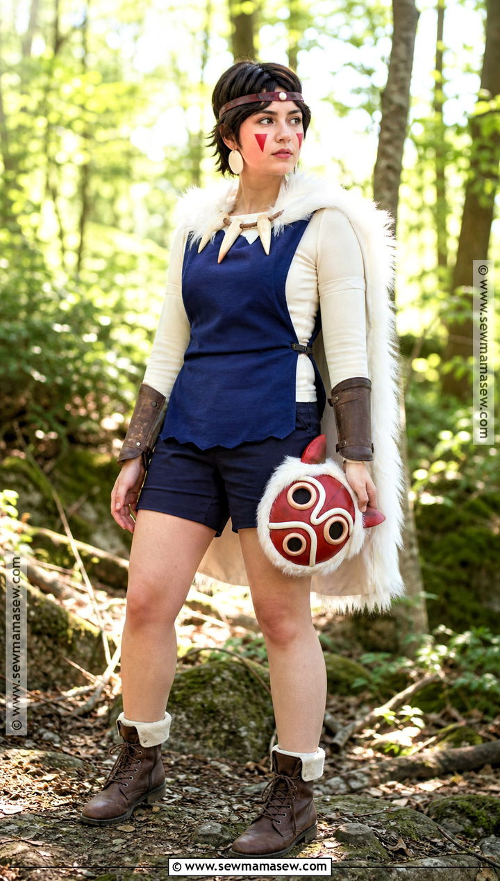 San Costume With White Fur Cape - 30 studio ghibli costume ideas