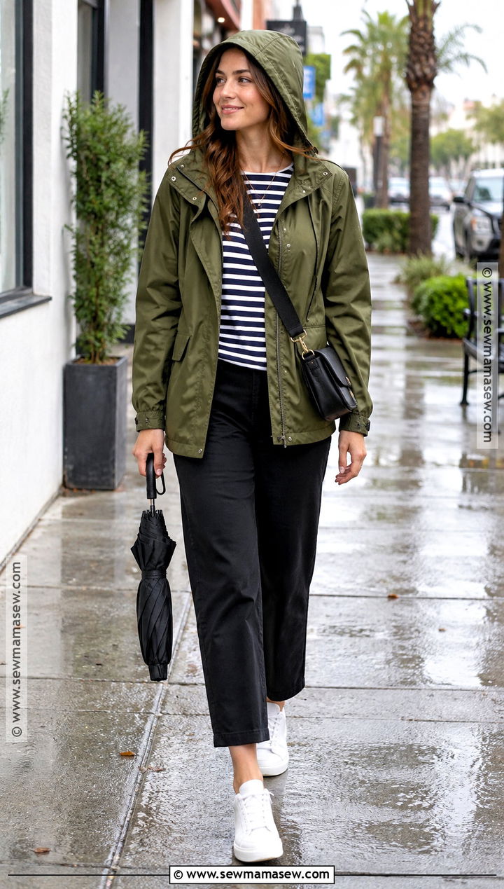 San Diego Fall Rain Jacket And Cropped Pants Outfit - 20 san diego fall outfits