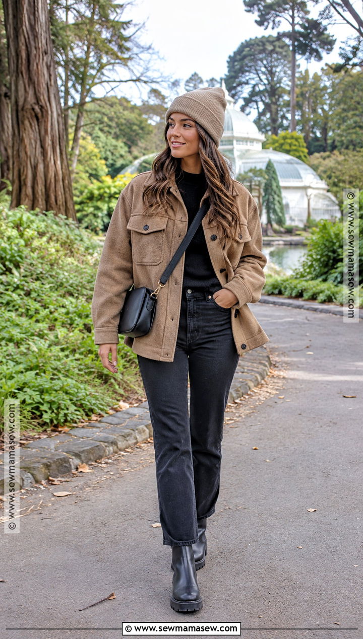 San Francisco Shacket and Black Jeans Outfit - 15 san francisco outfit november ideas