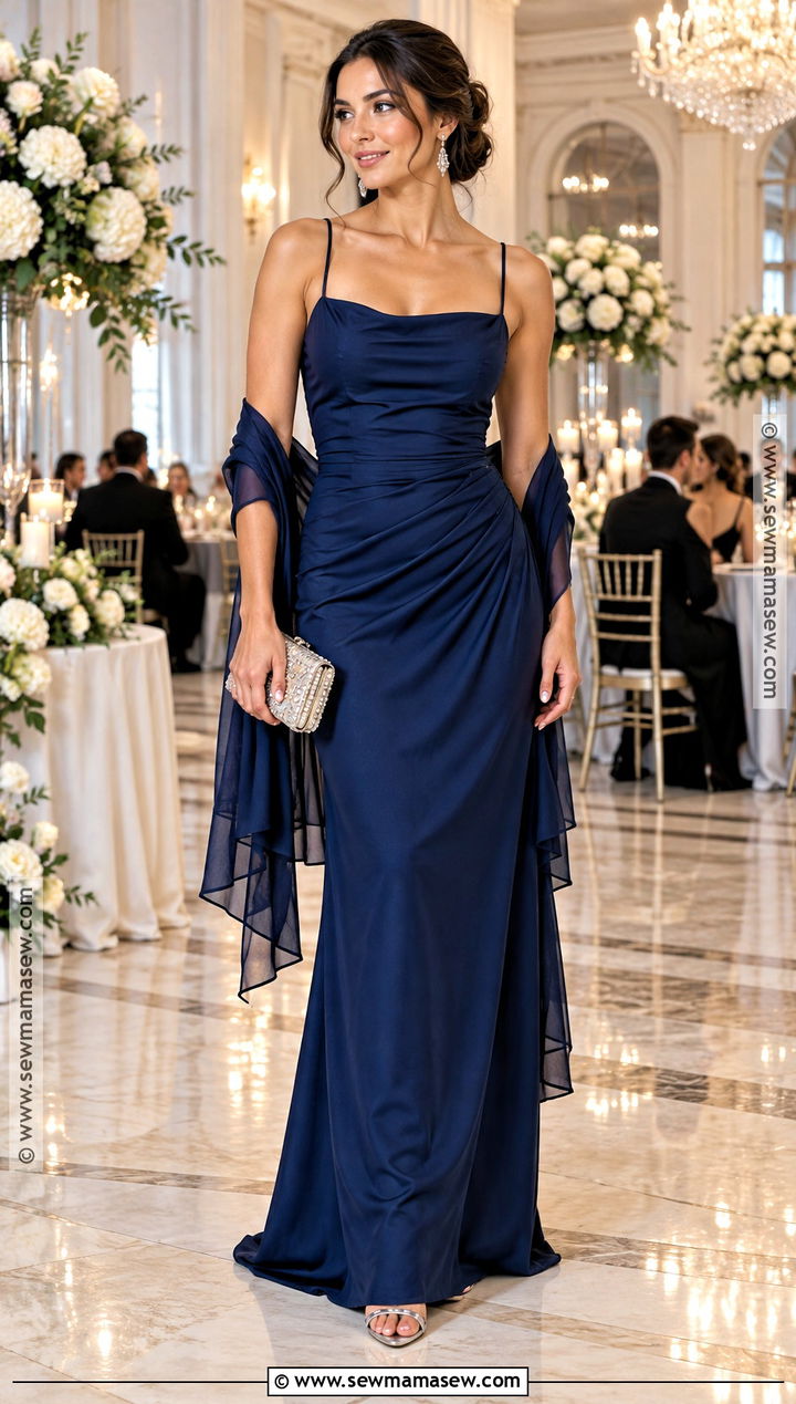 Sapphire Blue Column September Wedding Guest Dress - 25 september wedding guest dress ideas