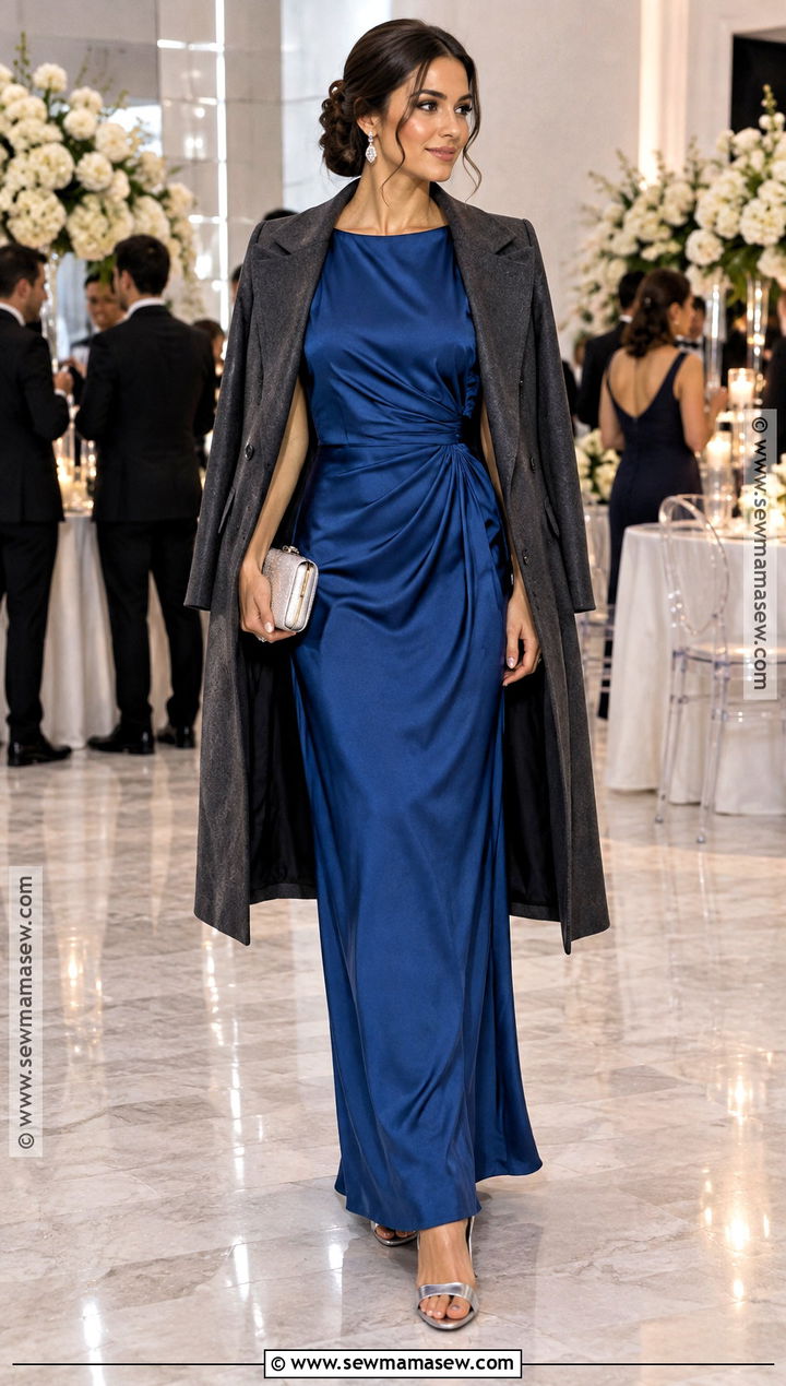 Sapphire Blue Column Wedding Guest Dress - 20 Fall Color Wedding Guest Dresses