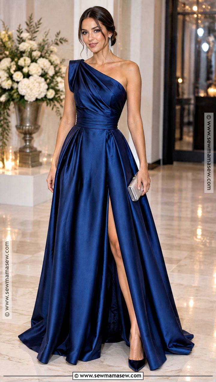 Sapphire One Shoulder Autumn Ball Gown - 20 Autumn Ball Gown Ideas