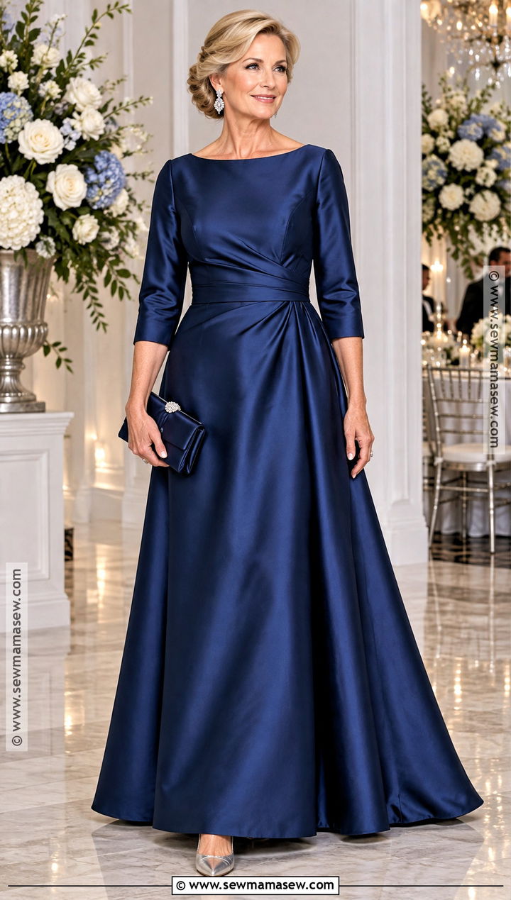 Sapphire Satin Mother of the Groom Gown - 25 mother of the groom dresses for fall