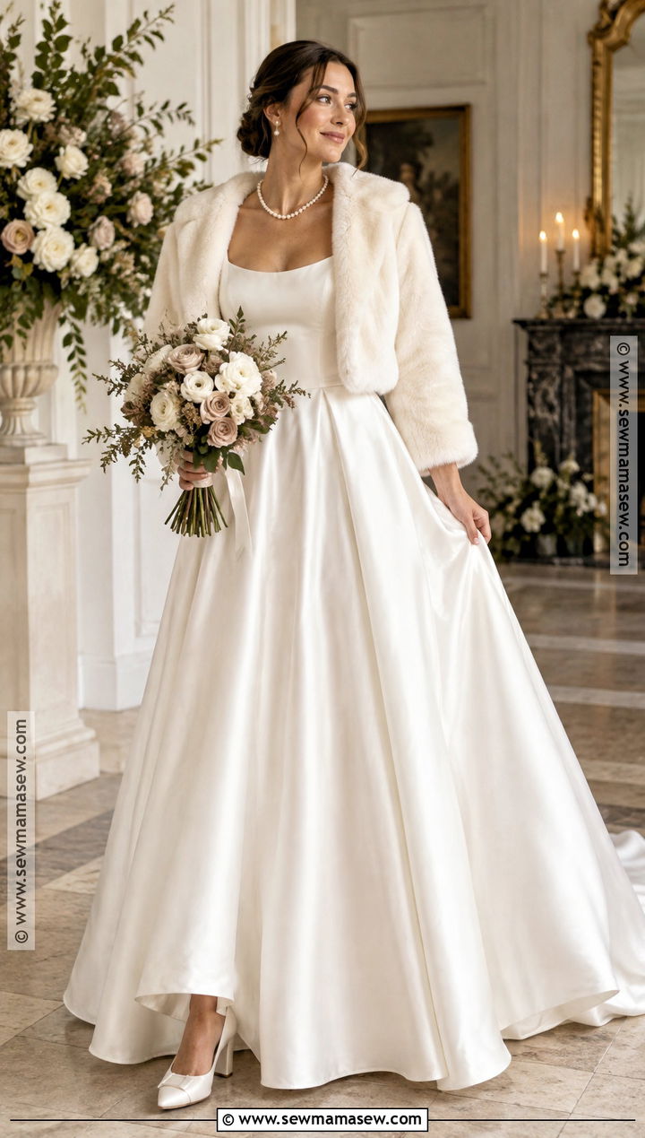 Satin A Line Fall Wedding Dress - 15 simple wedding dress fall ideas