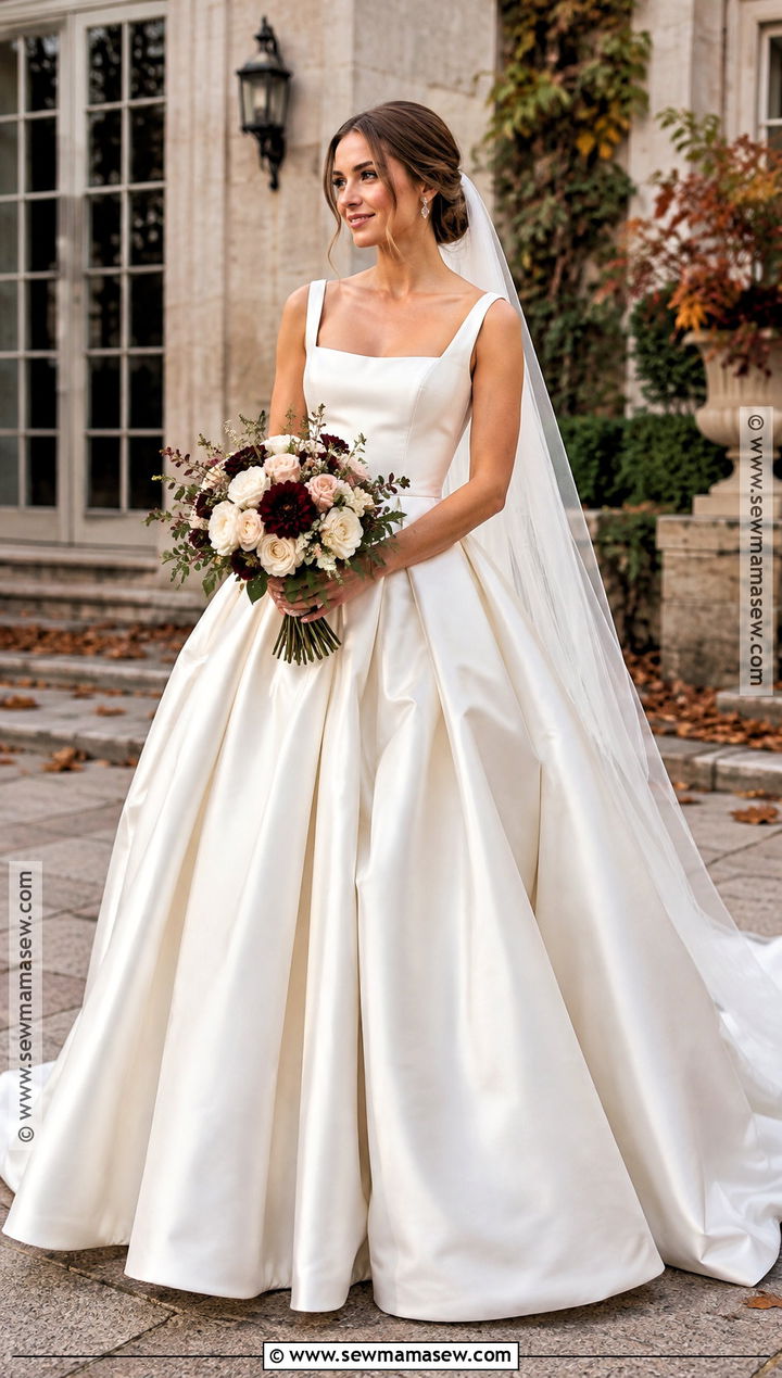 Satin Ball Gown Autumn Wedding Dress - 20 wedding dress autumn ideas