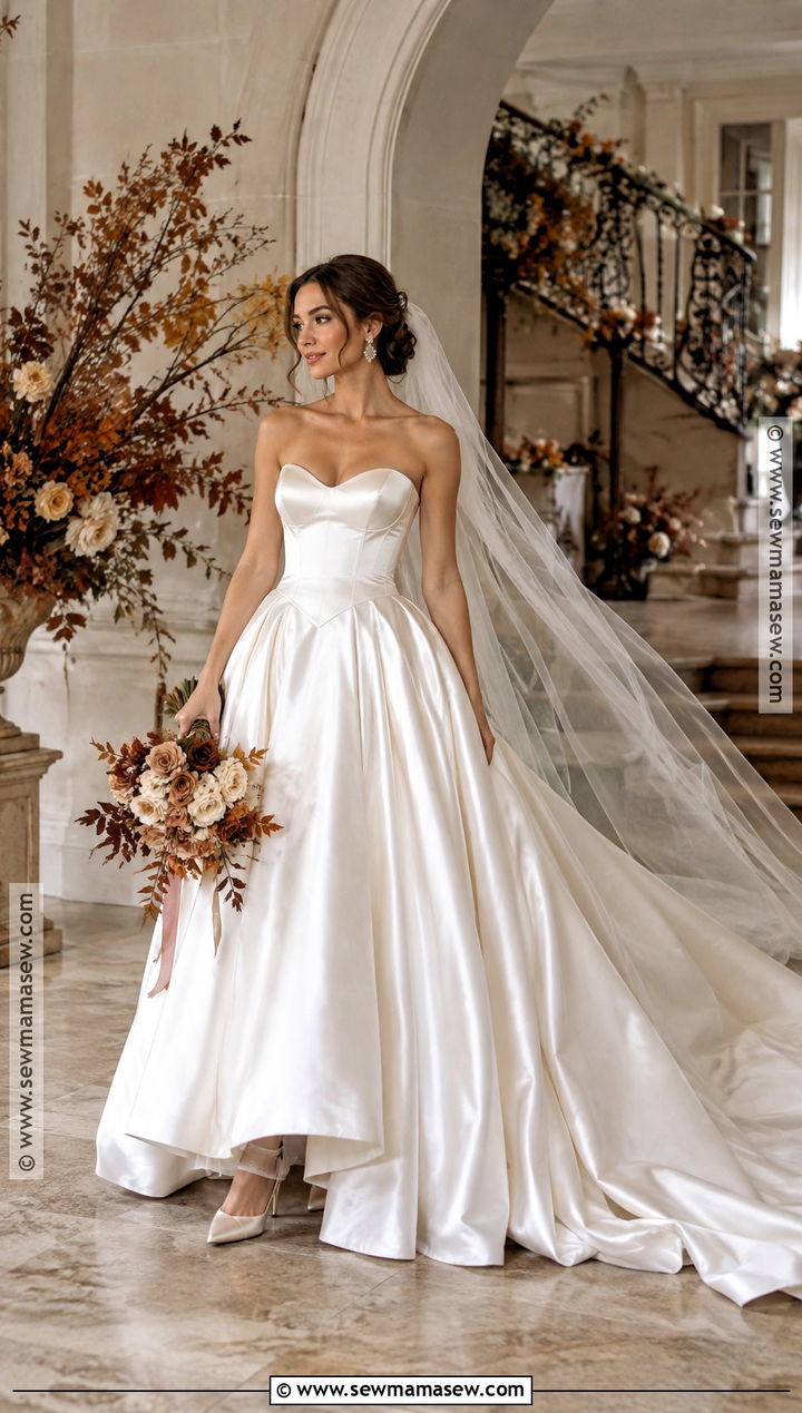 Satin Ball Gown Fall Wedding Dress - 15 Fall Wedding Dress Styles