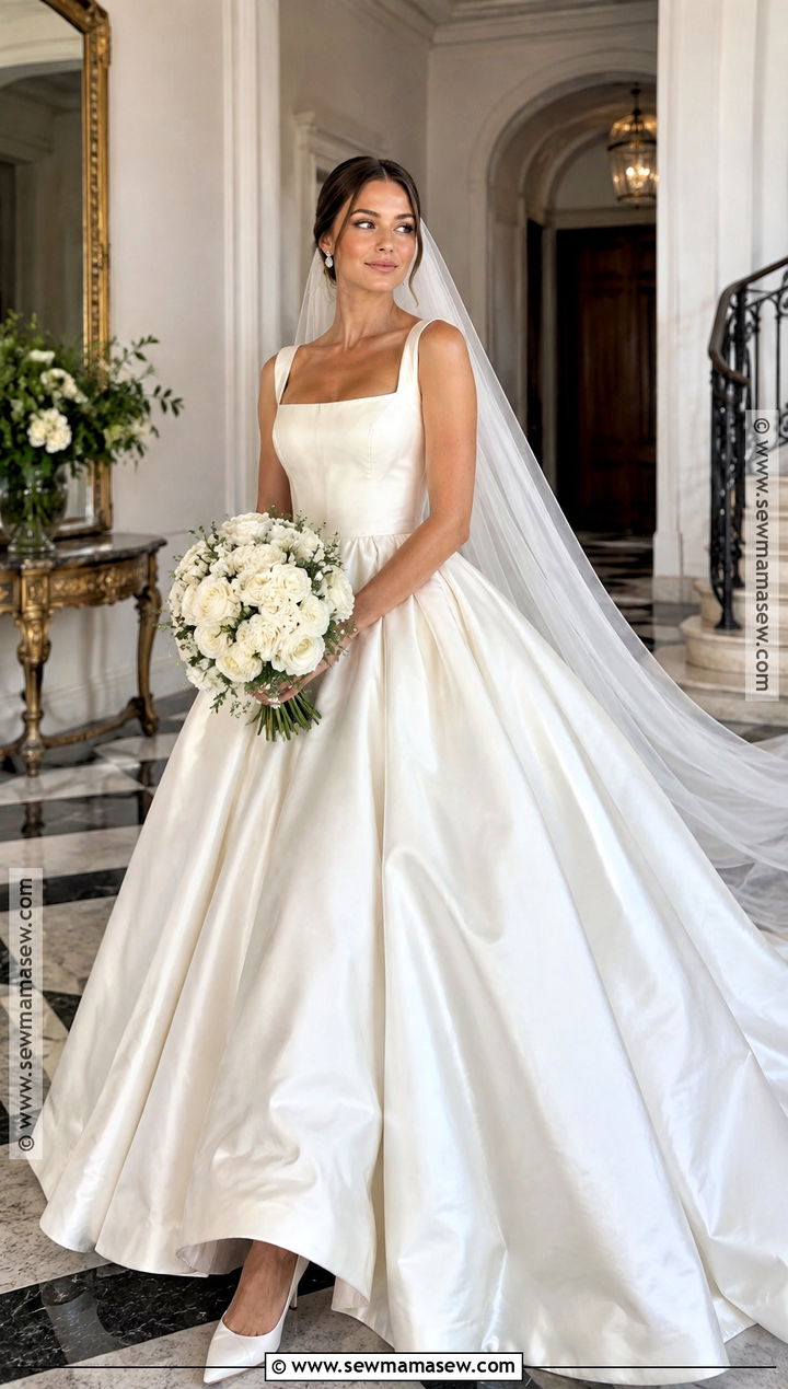 Satin Ball Gown Fall Wedding Dress - 20 wedding dress for fall ideas