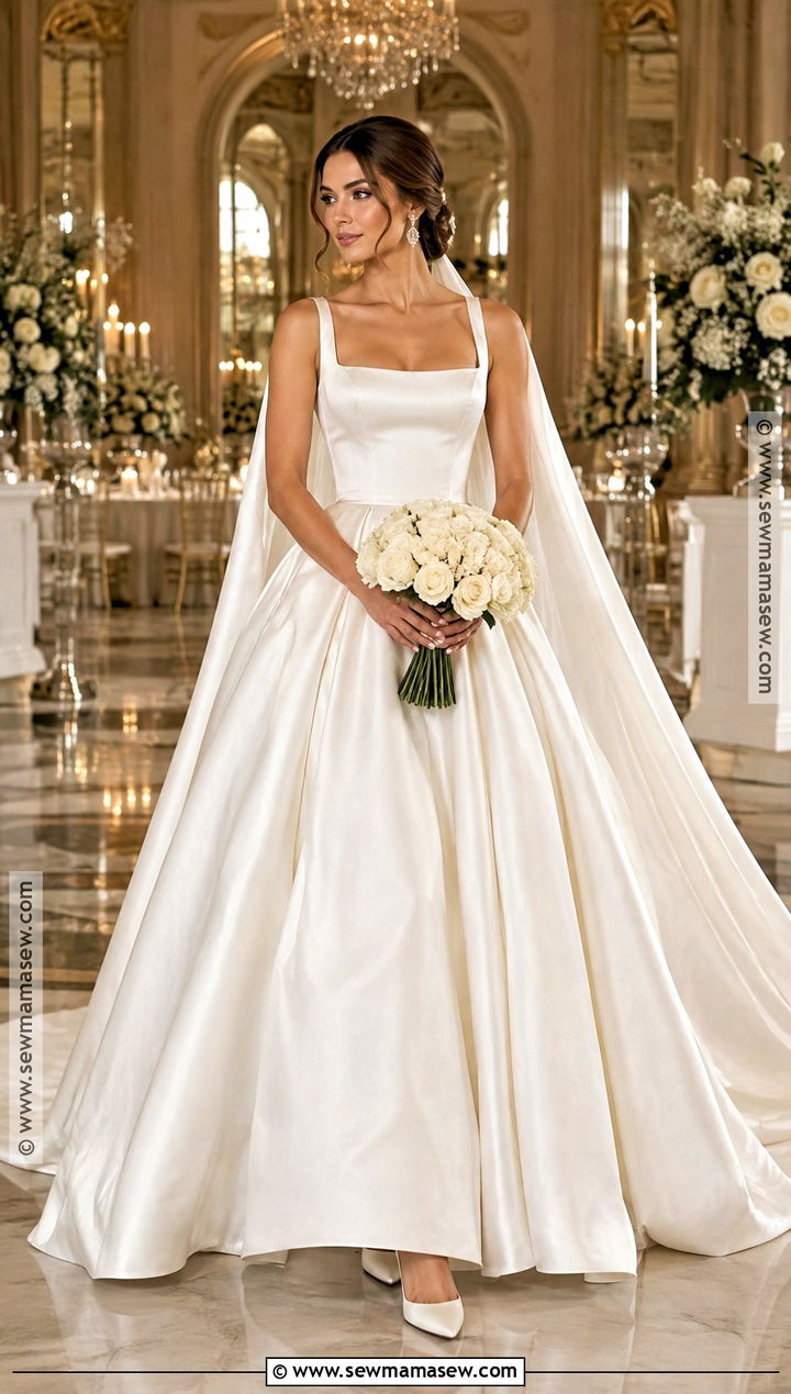 Satin Ball Gown With Bridal Cape - 15 October Wedding Gowns