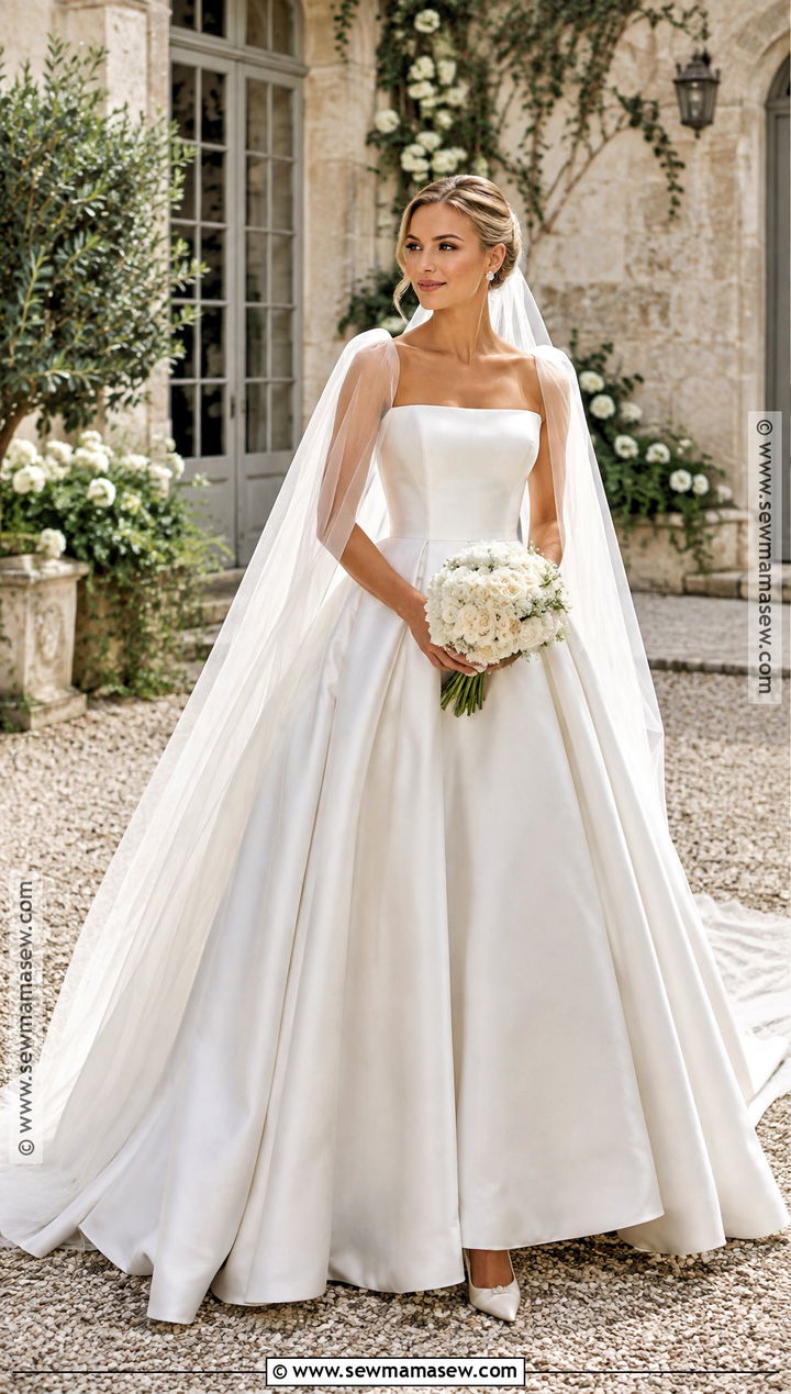 Satin Ball Gown With Bridal Cape - 15 september wedding dresses bride
