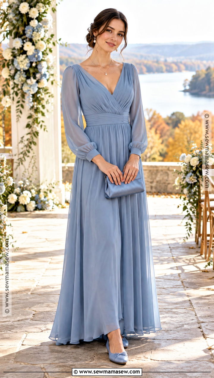 Satin Ballet Flat Bridesmaid Shoes With Dusty Blue Dress - 15 Bridesmaid Shoes Fall