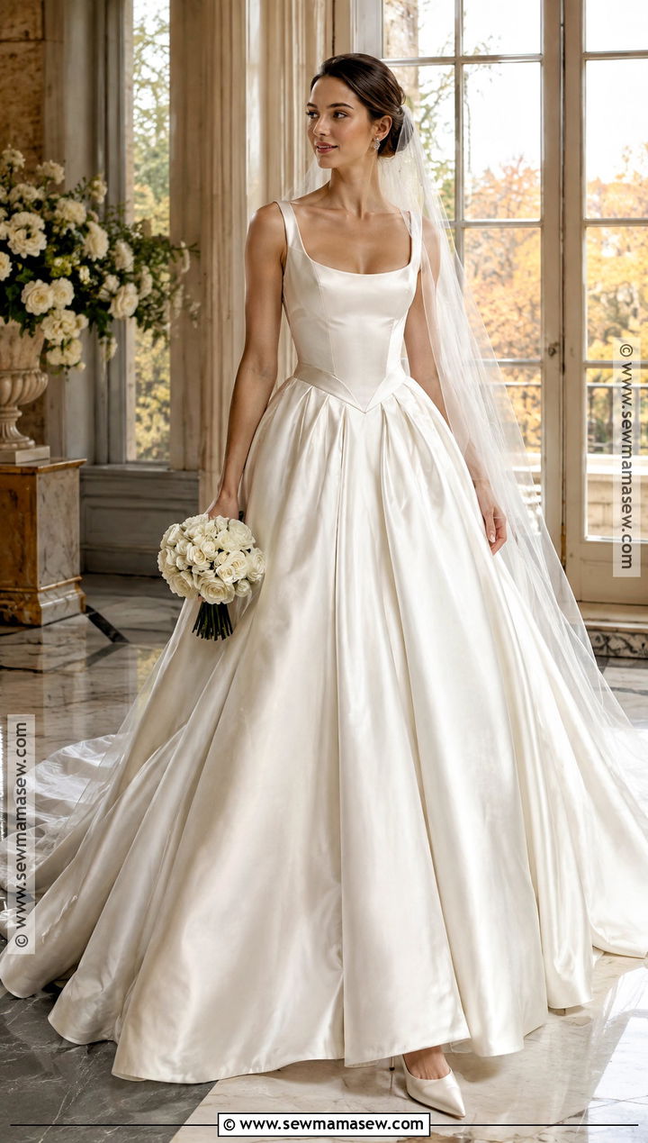Satin Basque Waist Fall Wedding Ballgown - 15 fall wedding dress ballgown ideas