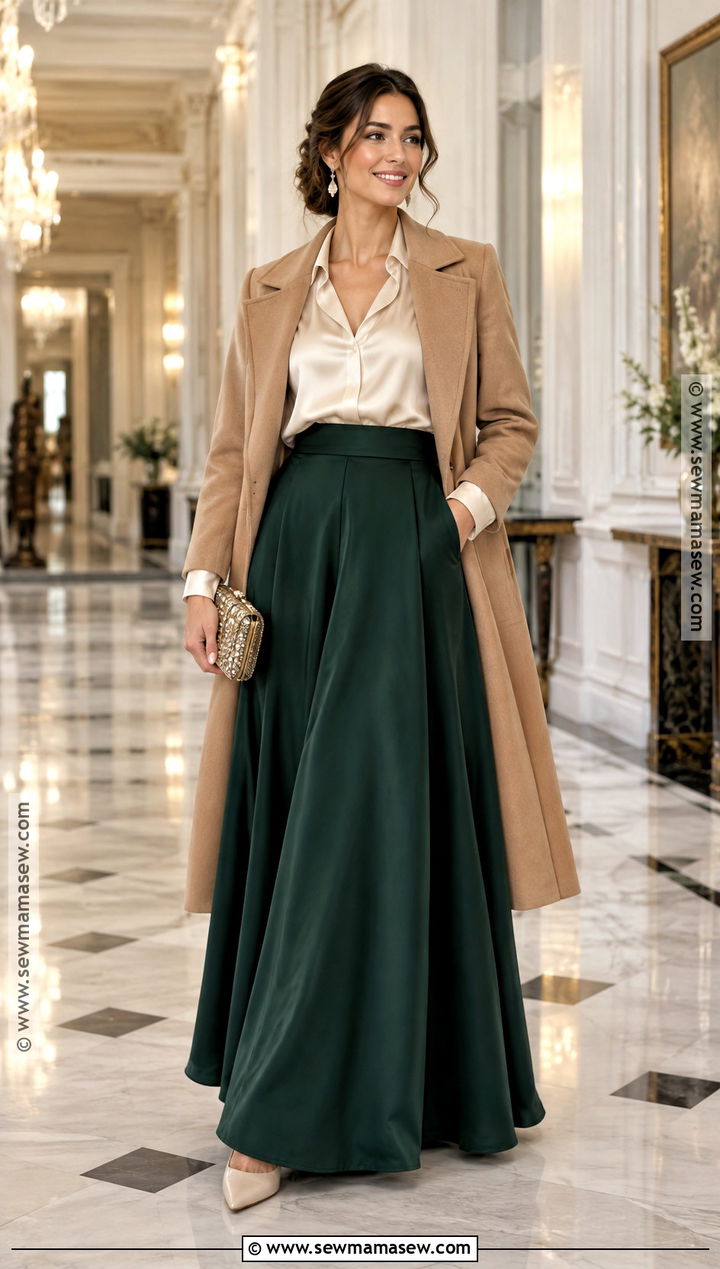 Satin Blouse And Maxi Skirt Fall Formal Outfit - 20 fall outfits formal