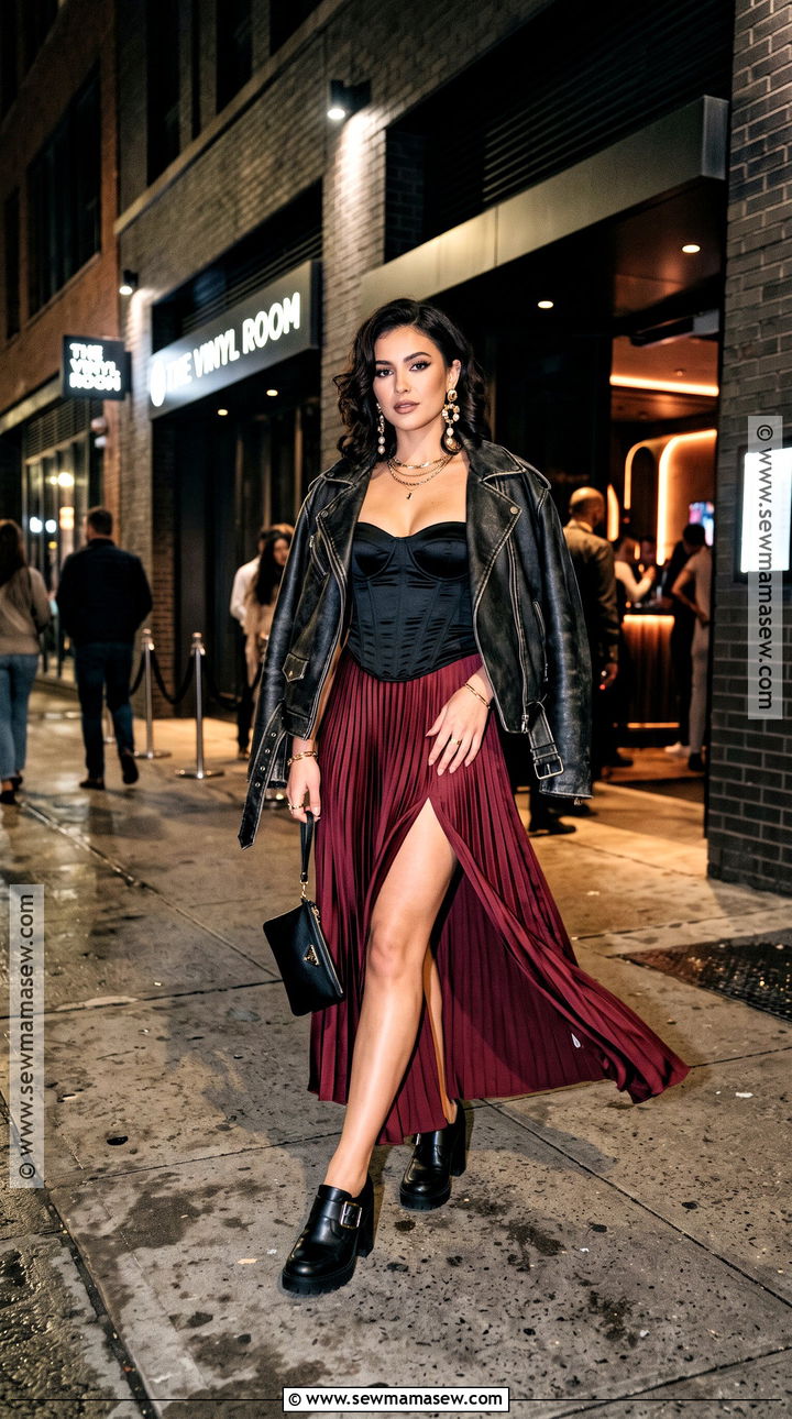 Satin Corset And Maxi Skirt Fall Club Outfit - 20 club outfits for women fall