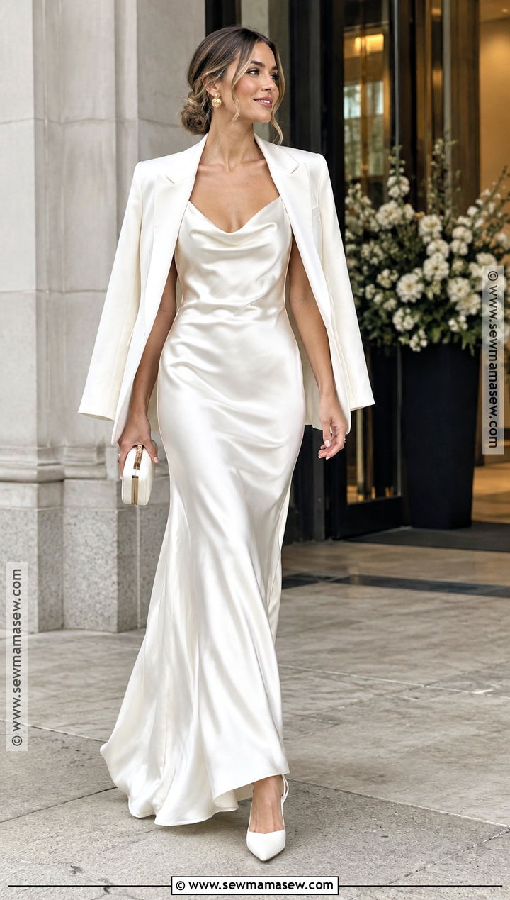 Satin Cowl Neck Fall Bridal Dress - 20 fall bridal dresses