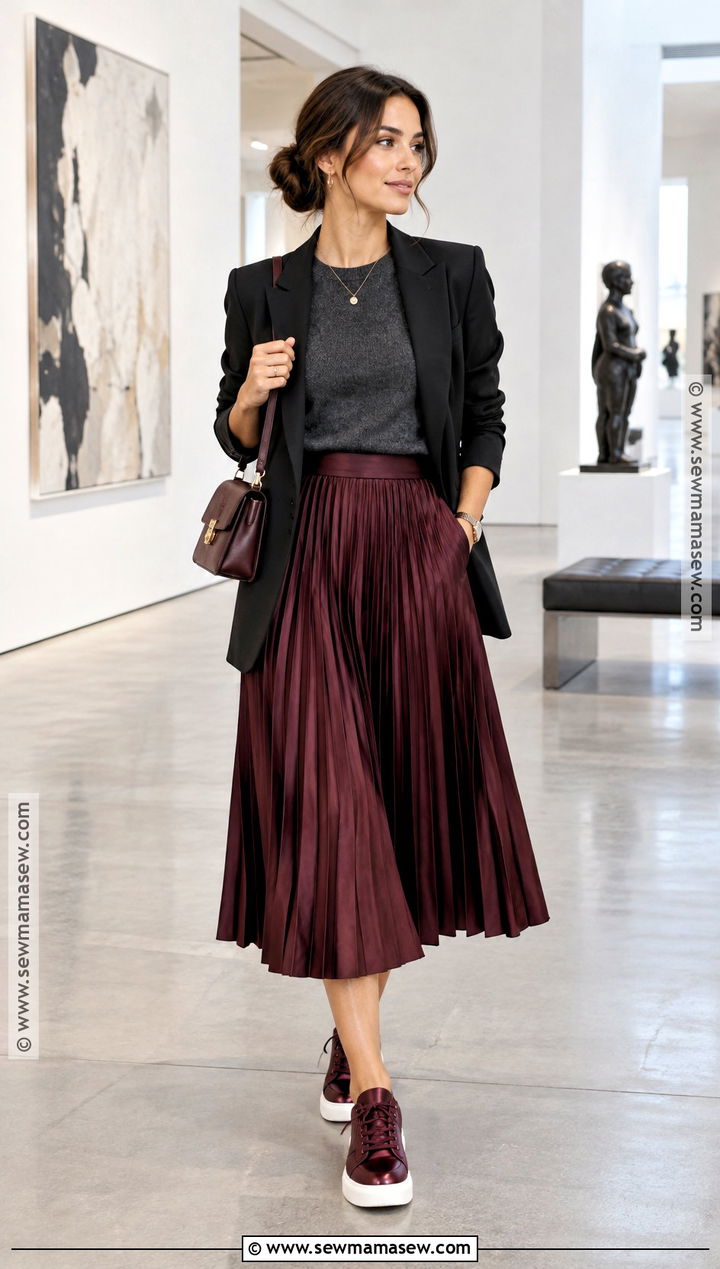 Satin Fall Sneakers With a Midi Skirt - 25 fall sneakers