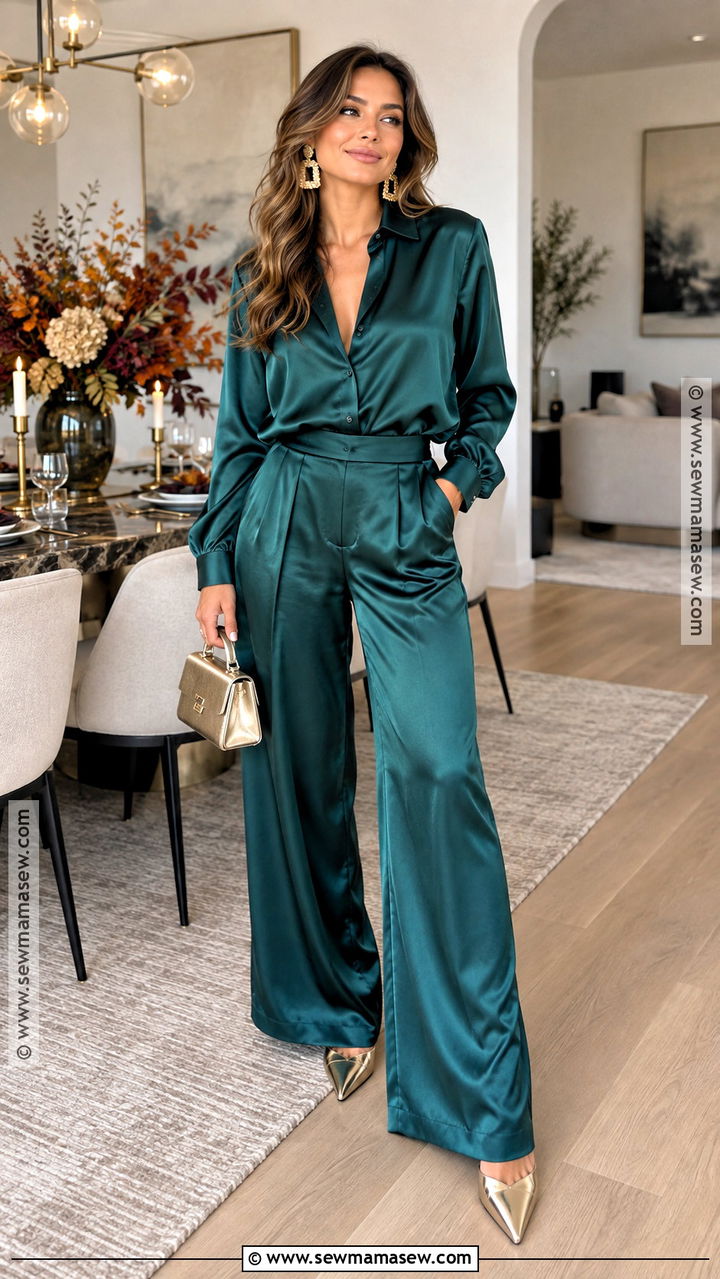 Satin Matching Set Fall Party Outfit - 20 fall party outfits for women