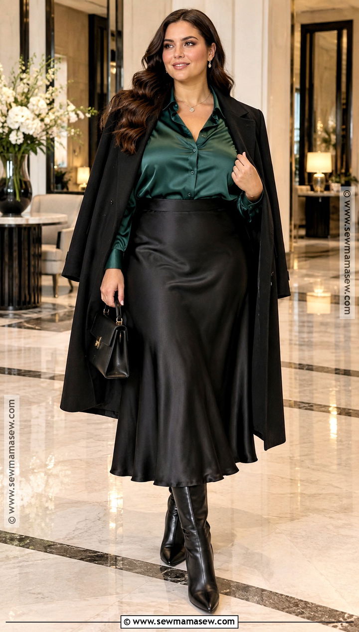 Satin Shirt With Midi Skirt - 15 shirts for fall