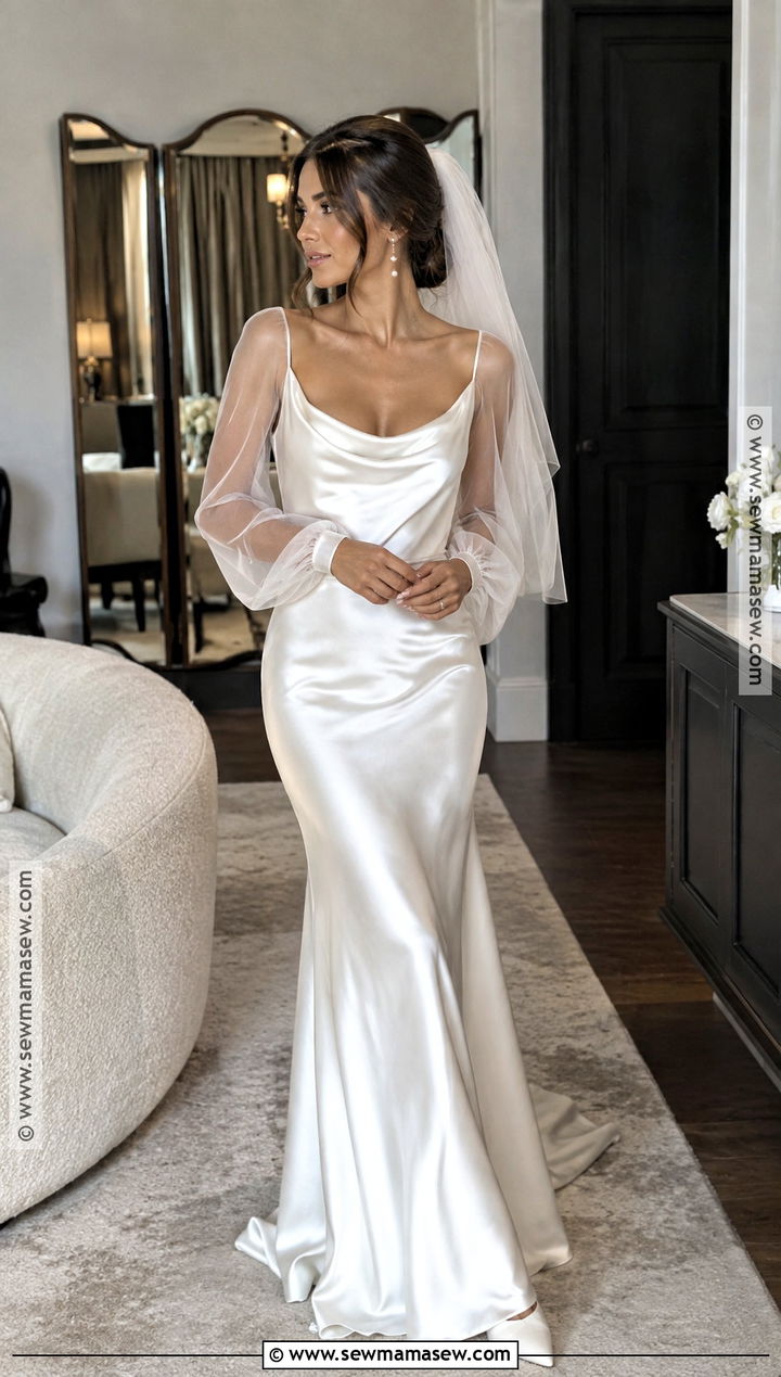 Satin Slip Autumn Wedding Dress - 25 autumn wedding dress ideas