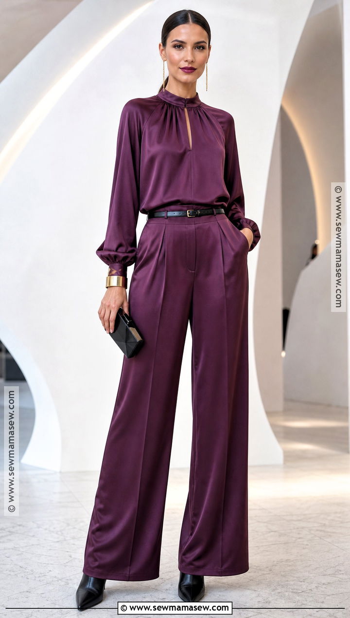 Satin Wide Leg Set Vampire Outfit - 40 modern vampire outfit ideas